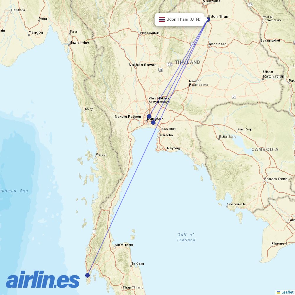 Thai AirAsia at UTH route map