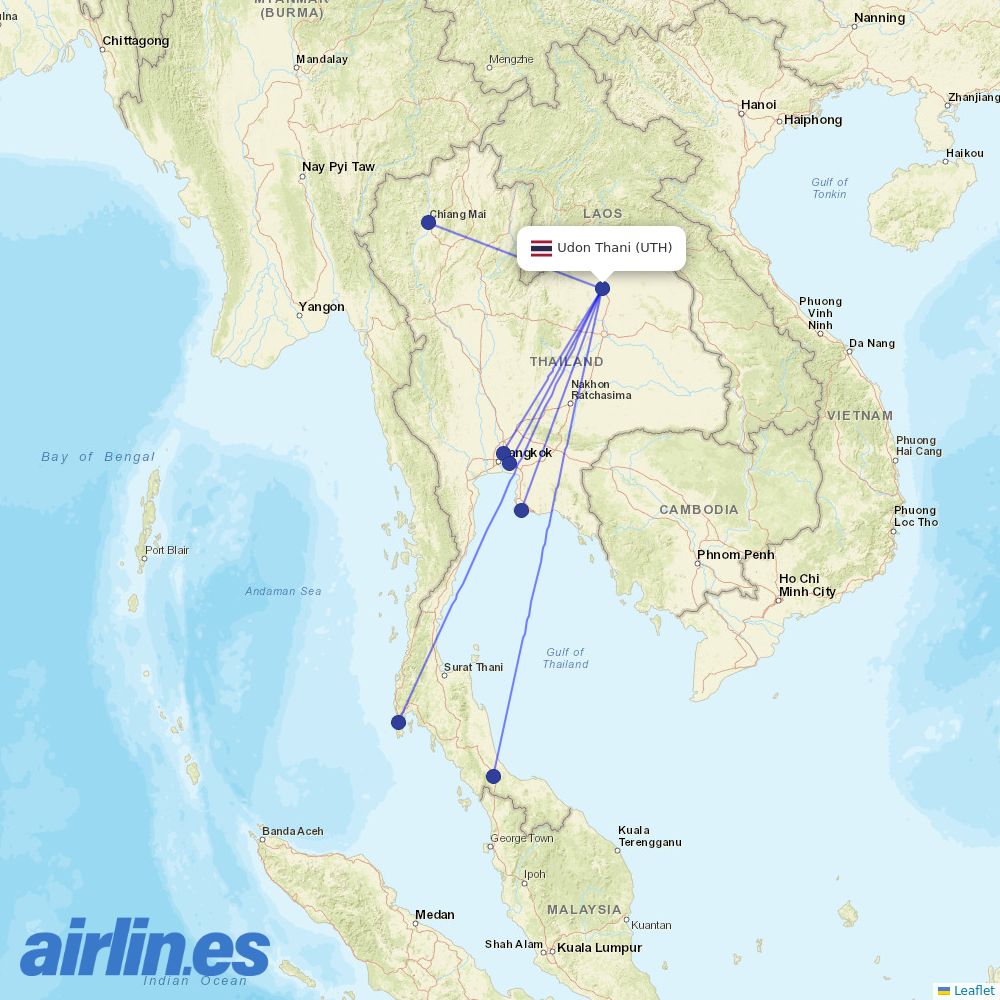 Thai Lion Air at UTH route map