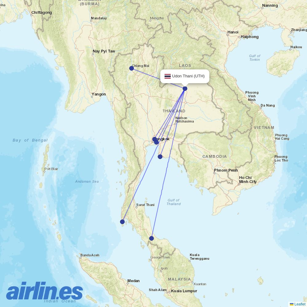 Thai Airways at UTH route map