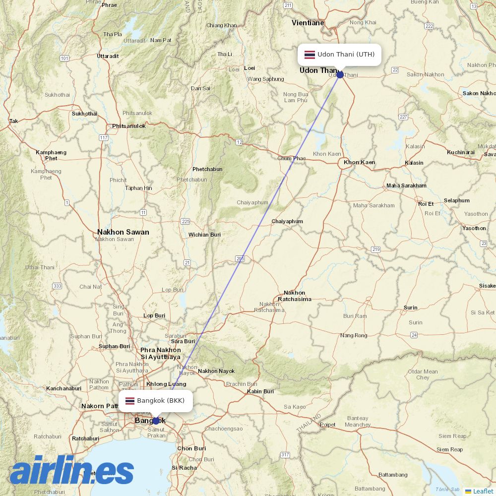 Vietjet Thailand at UTH route map