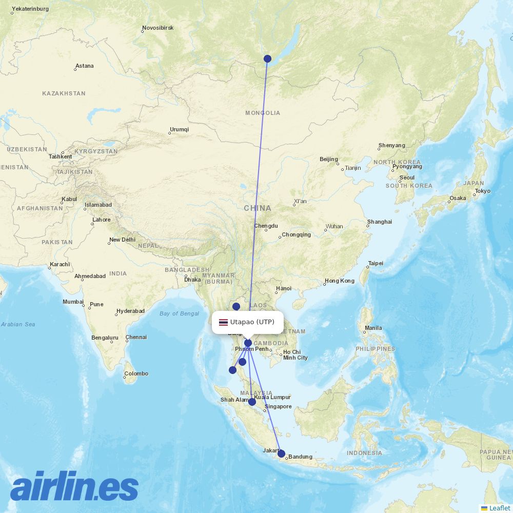 Bangkok Airways at UTP route map