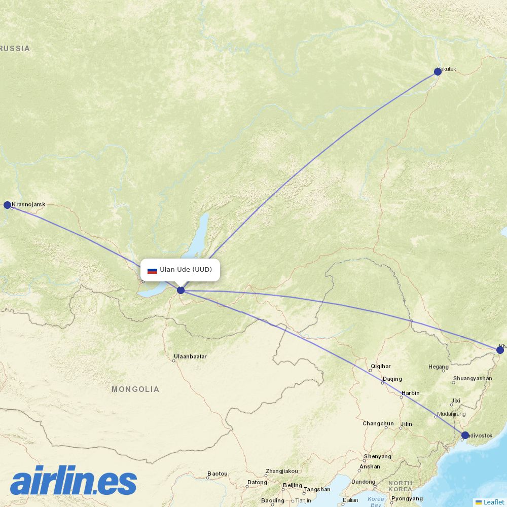 Yakutia at UUD route map