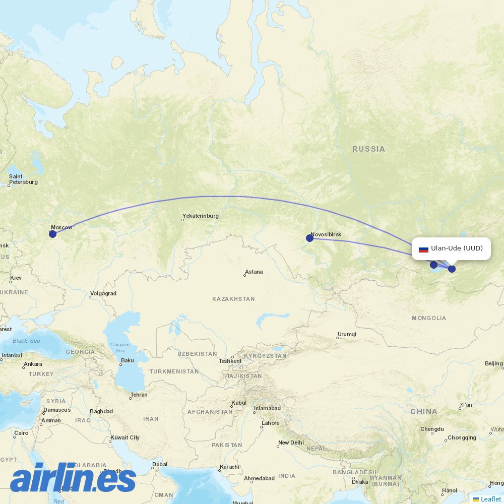 S7 Airlines at UUD route map