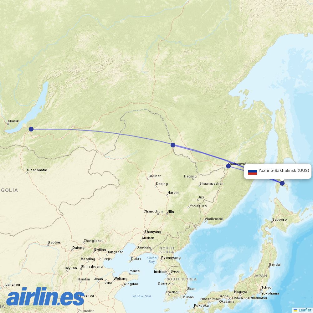 IrAero at UUS route map