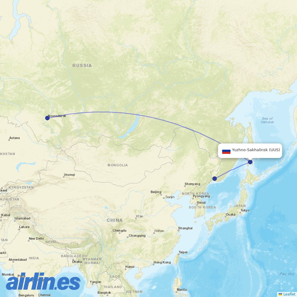 S7 Airlines from Khomutovo destination map