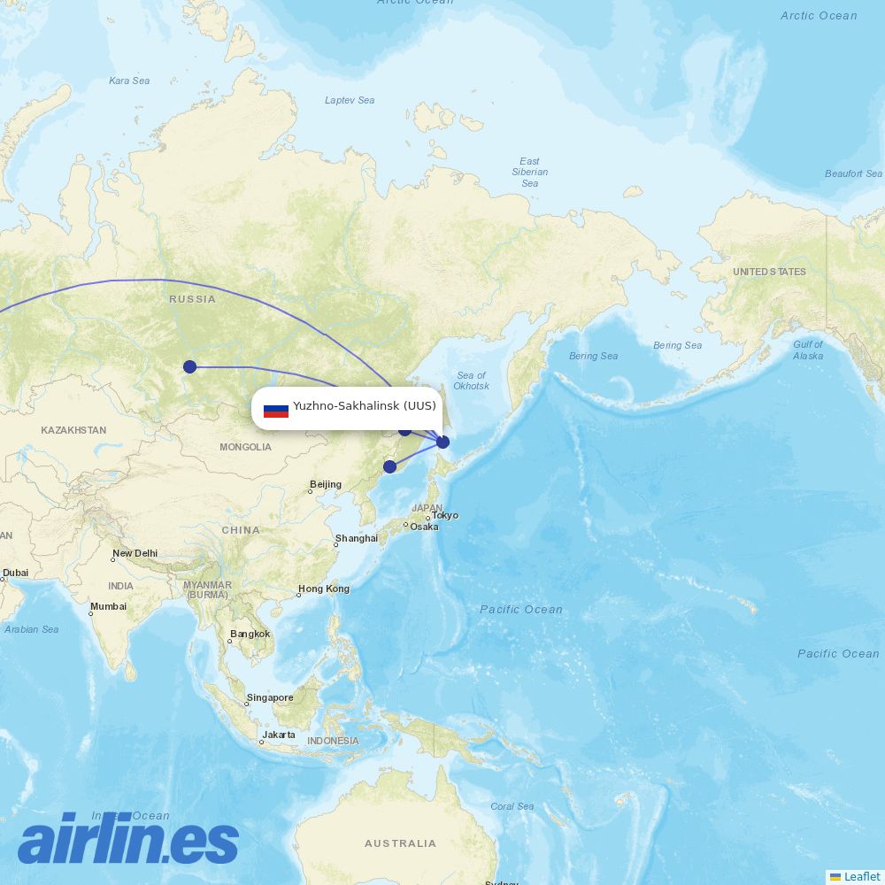 Aeroflot from Khomutovo destination map