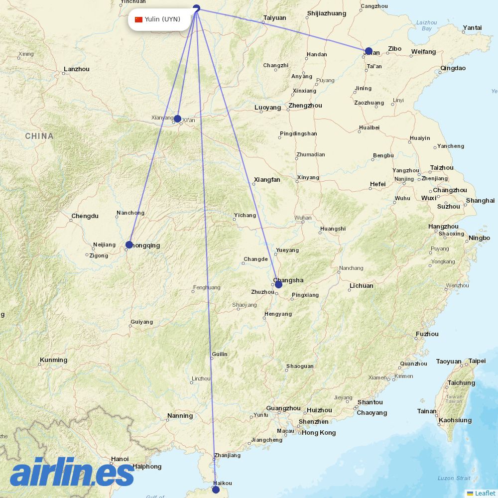 GX Airlines at UYN route map