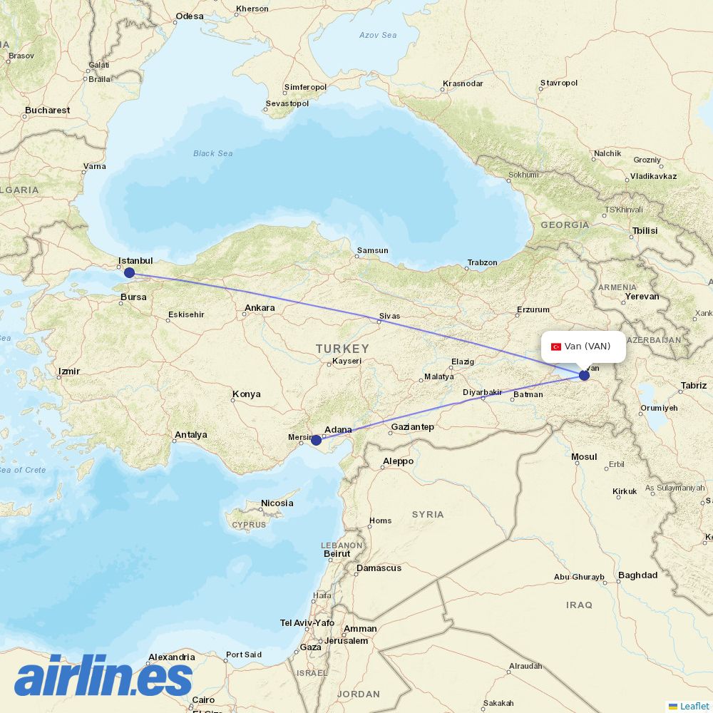 Pegasus from Van destination map