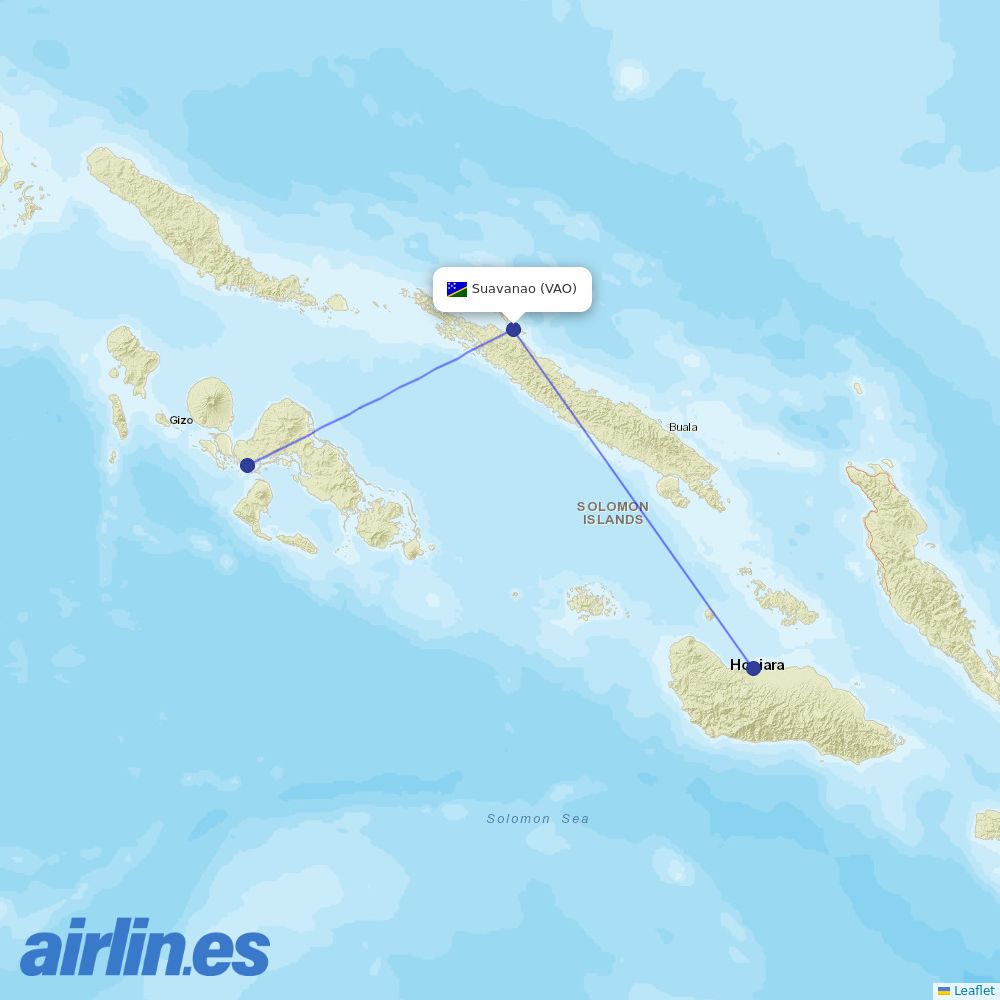 Solomon Airlines at VAO route map