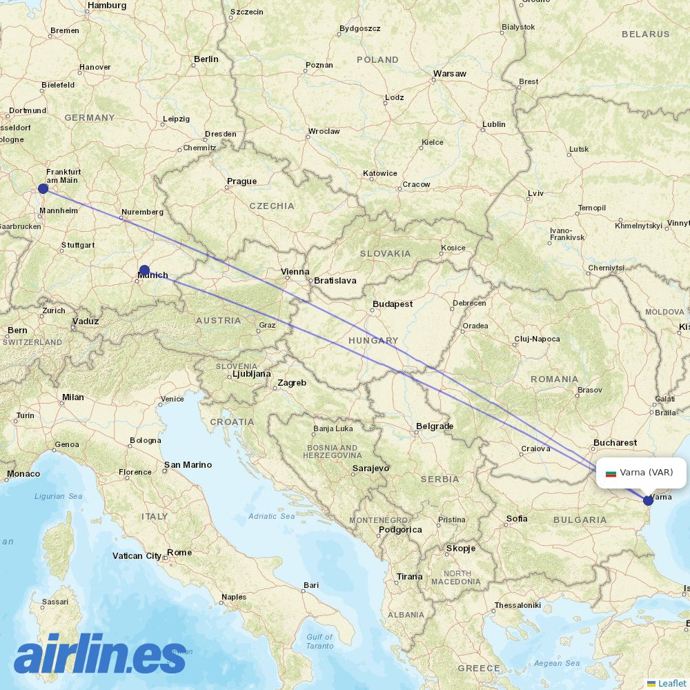Discover Airlines at VAR route map