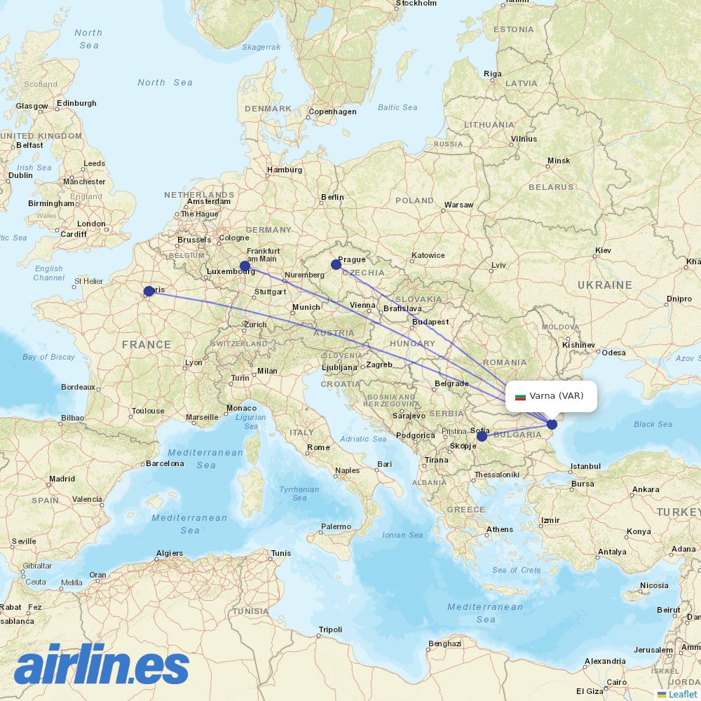 Bulgaria Air at VAR route map