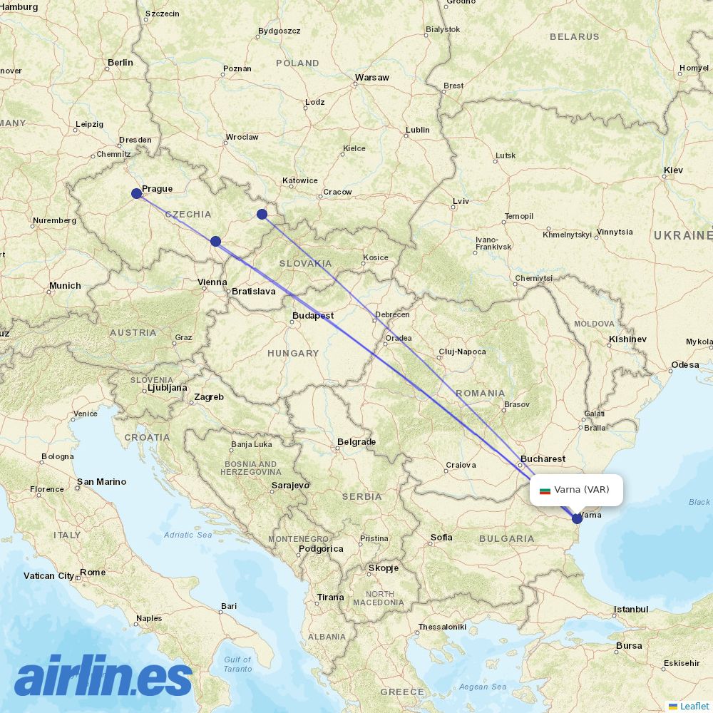 SmartWings from Varna destination map