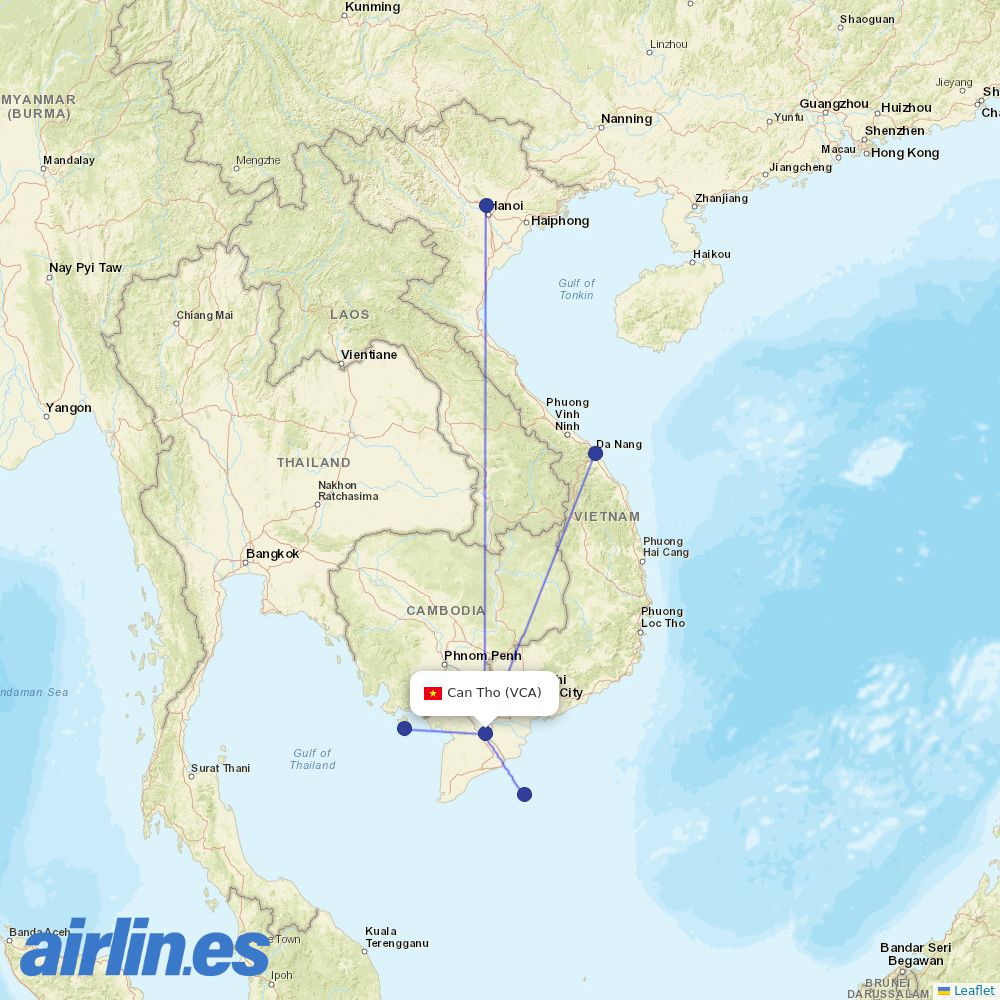Vietnam Airlines at VCA route map