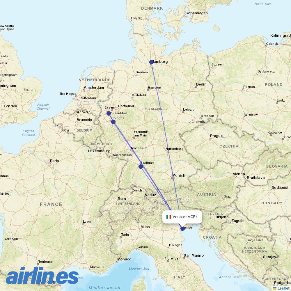 Eurowings from Venice Marco Polo Airport destination map