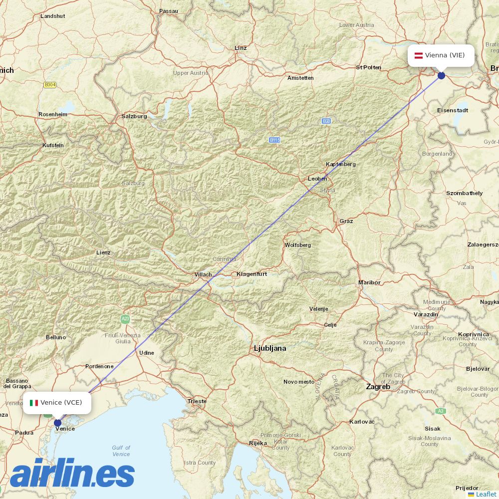 Austrian at VCE route map