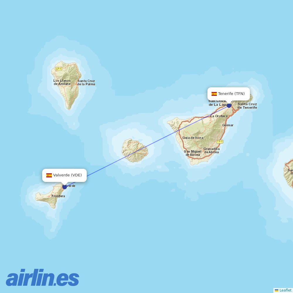 Canaryfly from Valverde destination map