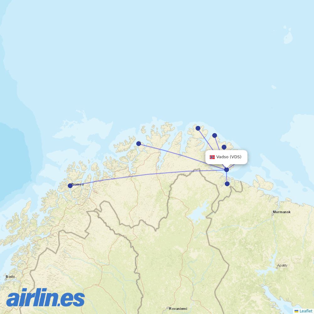 Wideroe at VDS route map