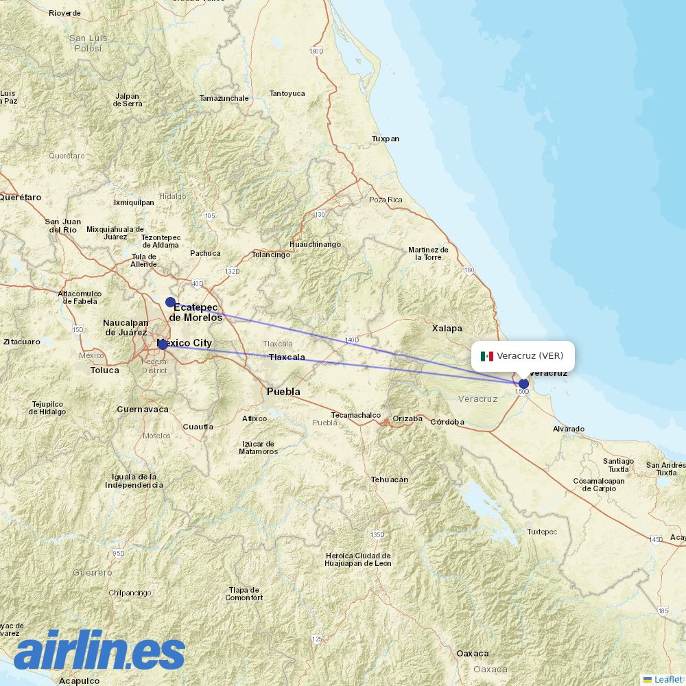 Aeromexico at VER route map