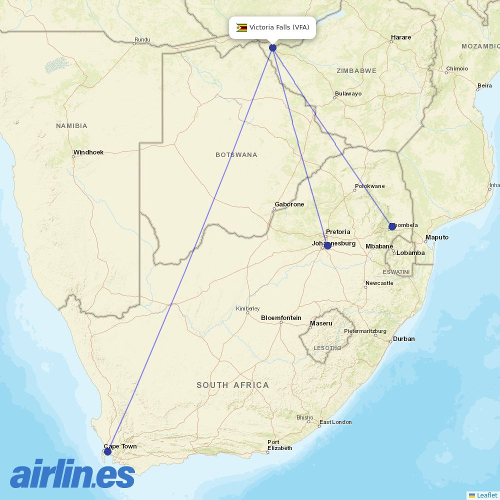 Airlink at VFA route map