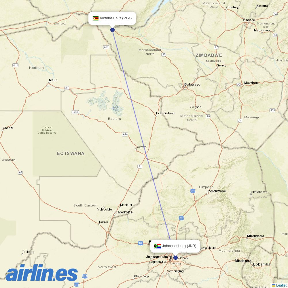 CemAir at VFA route map