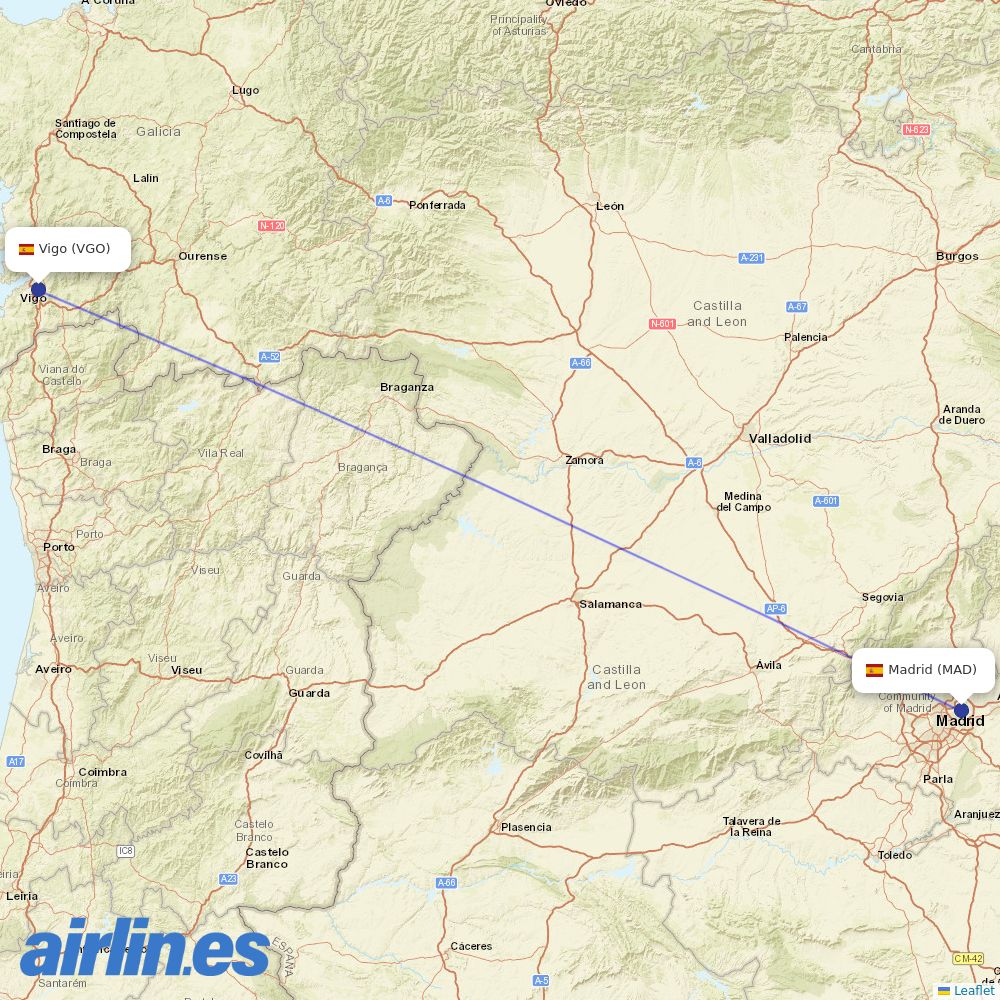 Air Europa at VGO route map
