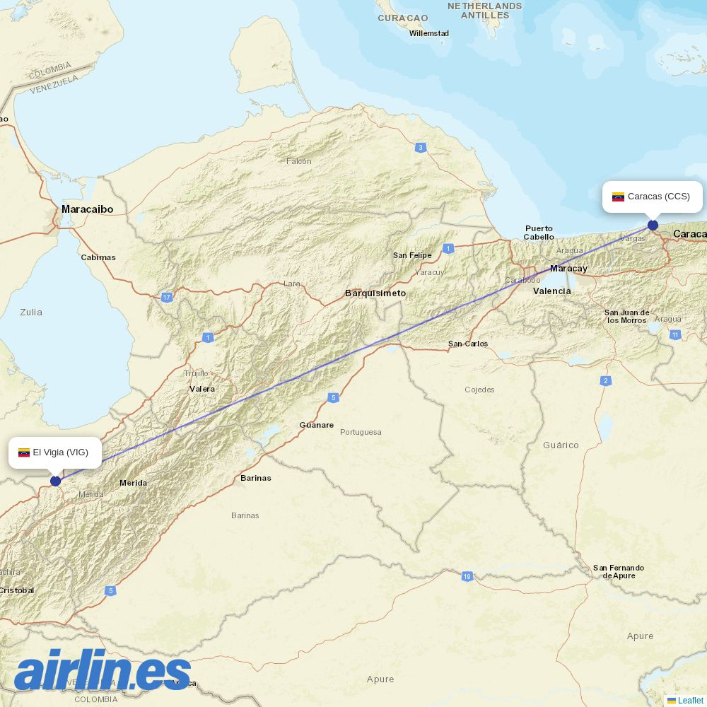Avior at VIG route map