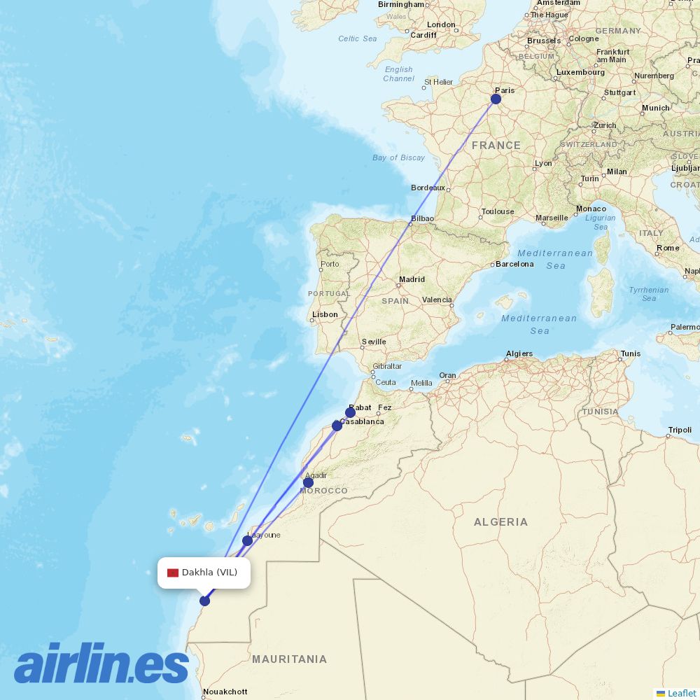 Royal Air Maroc at VIL route map