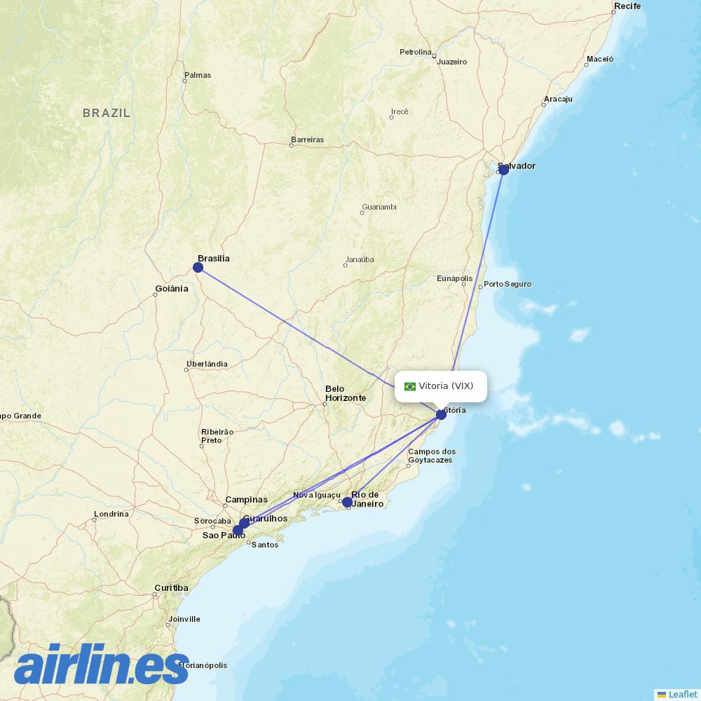Gol from Goiabeiras destination map