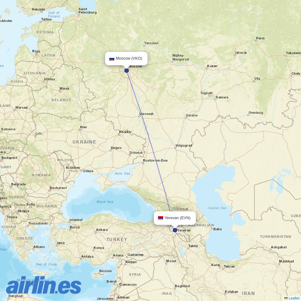 FlyOne Armenia at VKO route map