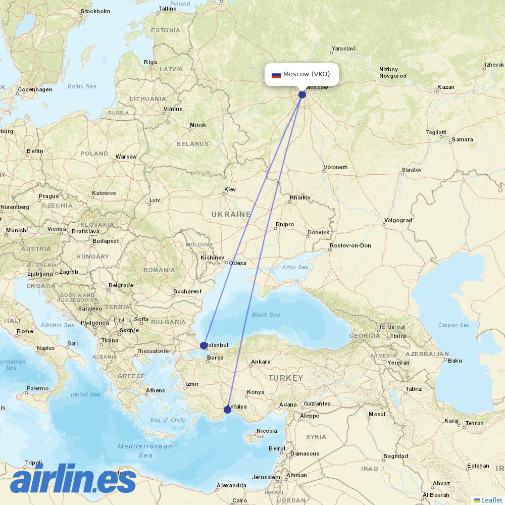 Turkish Airlines at VKO route map