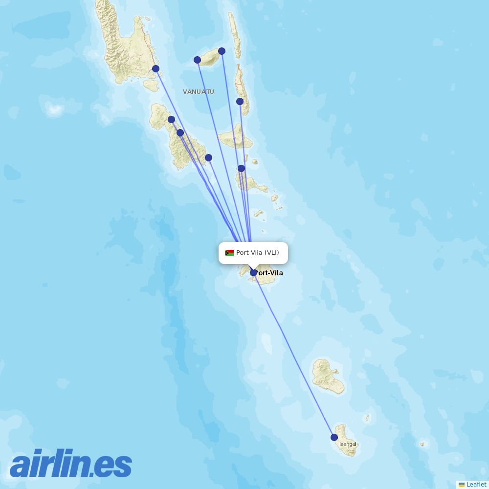 Air Vanuatu at VLI route map