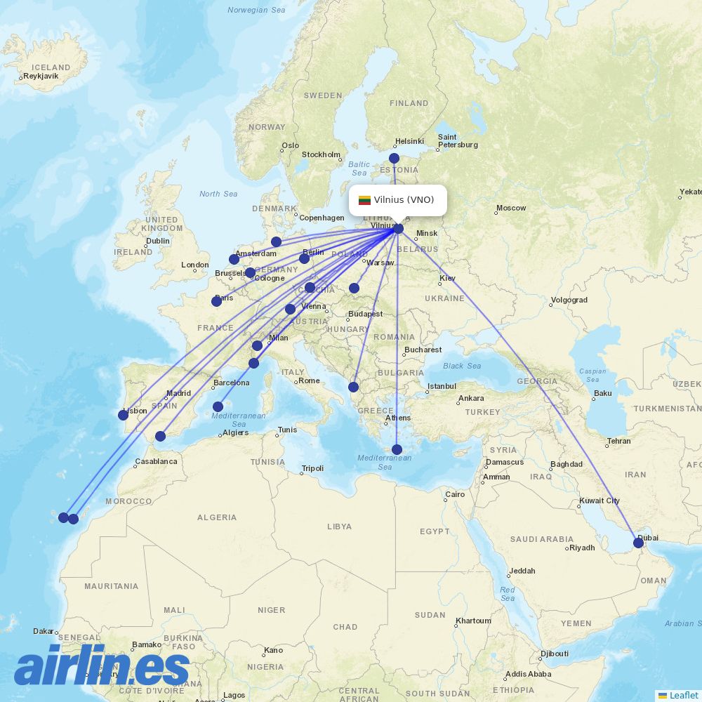 Air Baltic at VNO route map