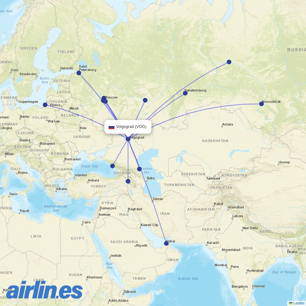 Aeroflot from Gumrak destination map