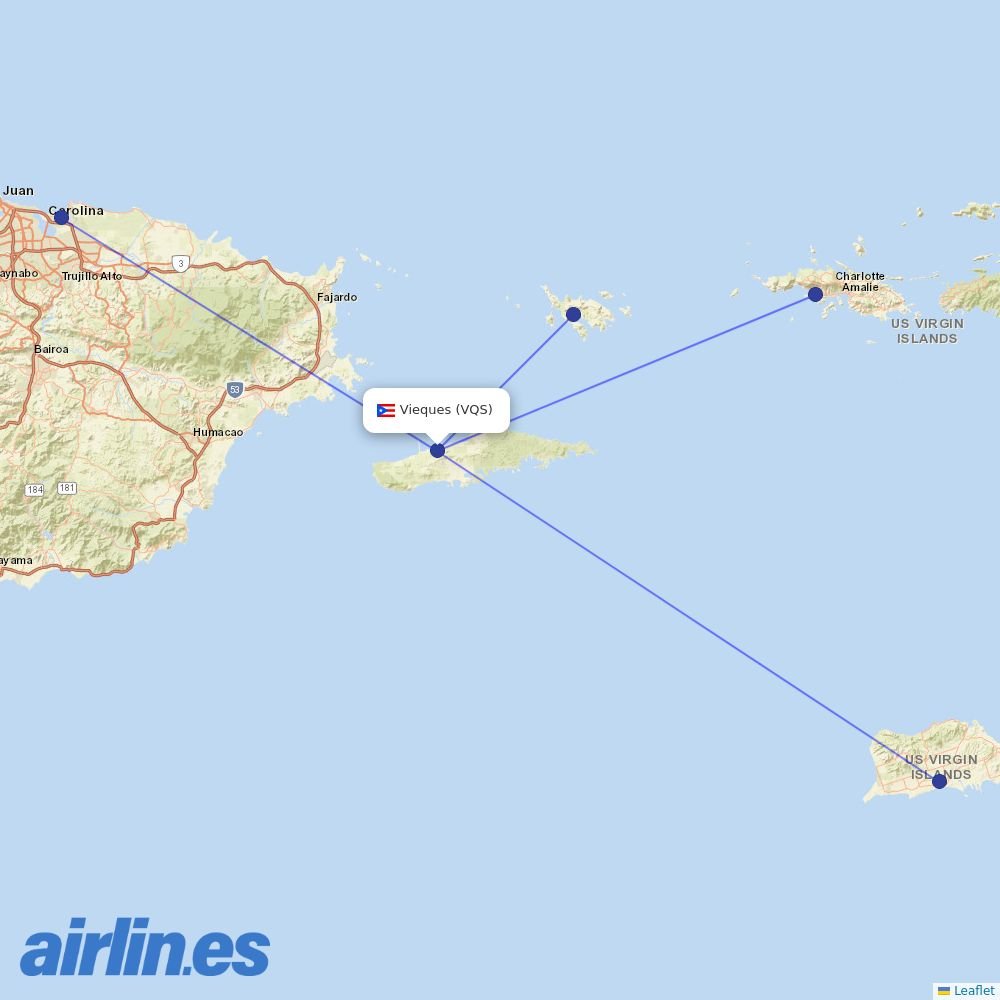 Cape Air at VQS route map