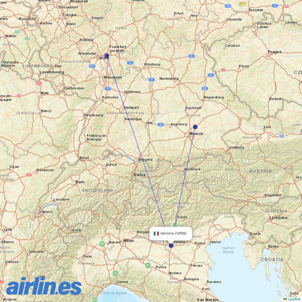 Air Dolomiti at VRN route map