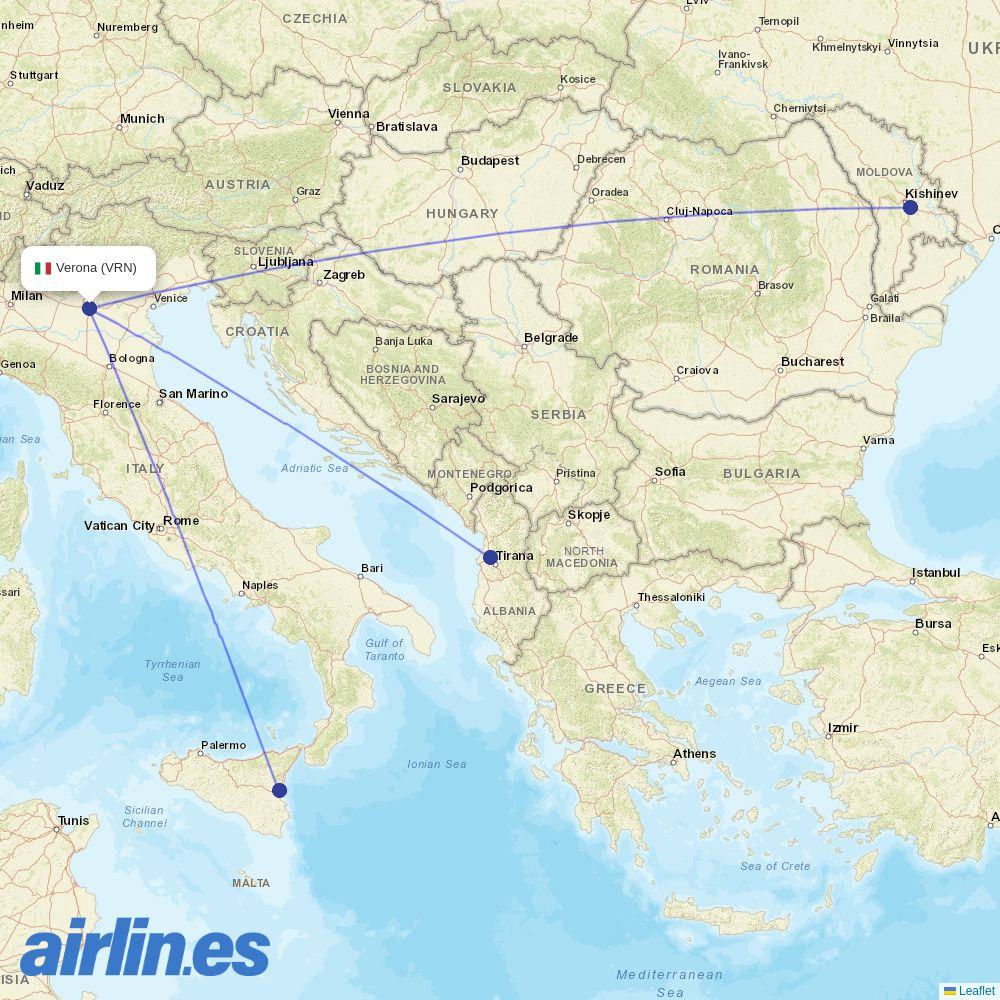 Wizz Air Malta from Verona Villafranca Airport destination map