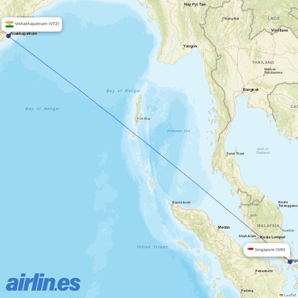 Scoot from Vishakhapatnam destination map