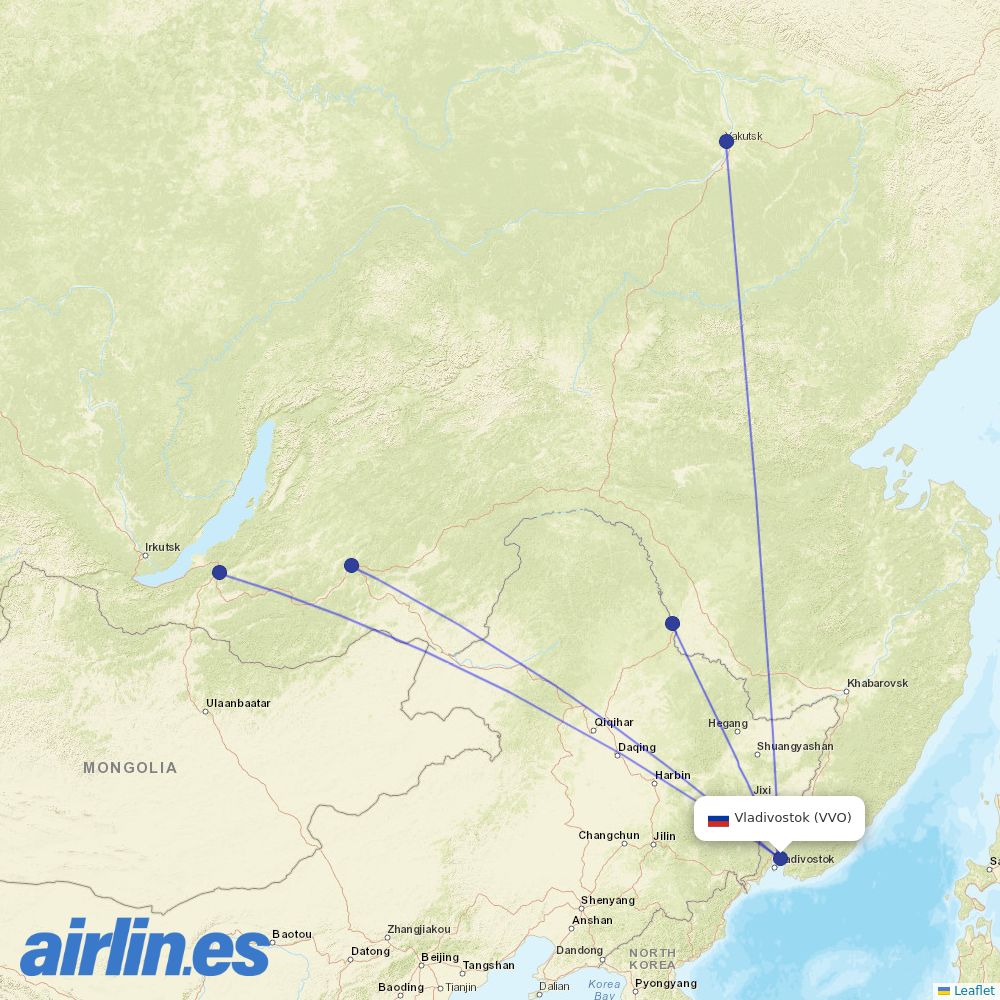 Yakutia at VVO route map