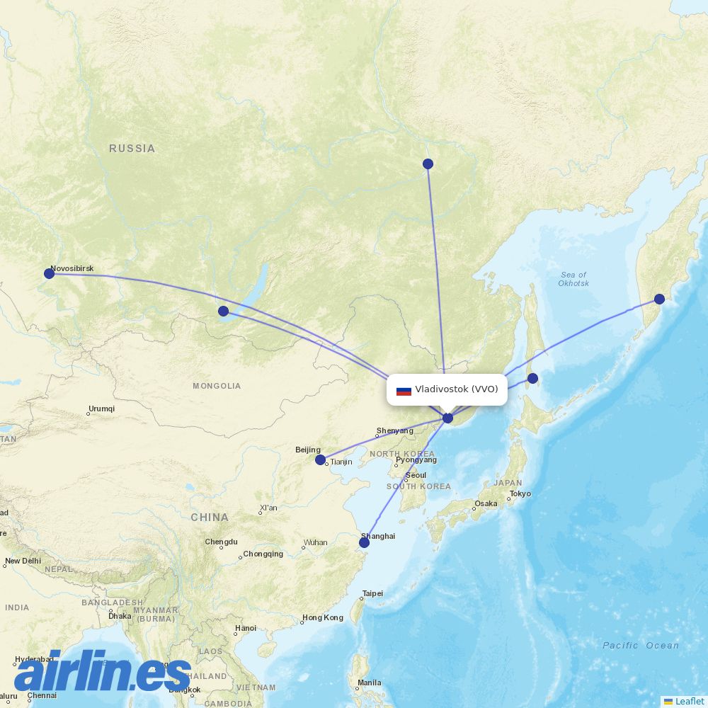 S7 Airlines at VVO route map