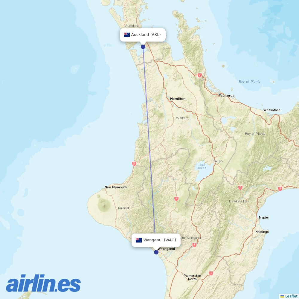 Air Chathams at WAG route map
