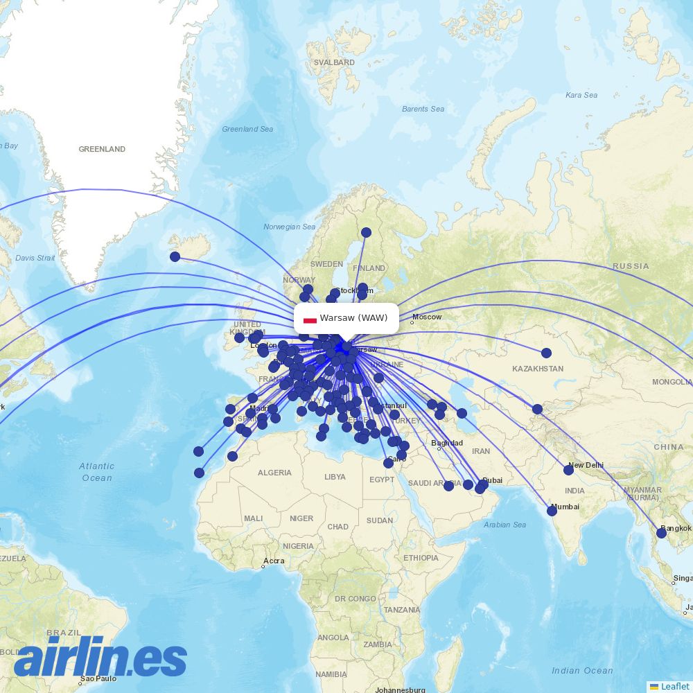 Wizz Air at WAW route map