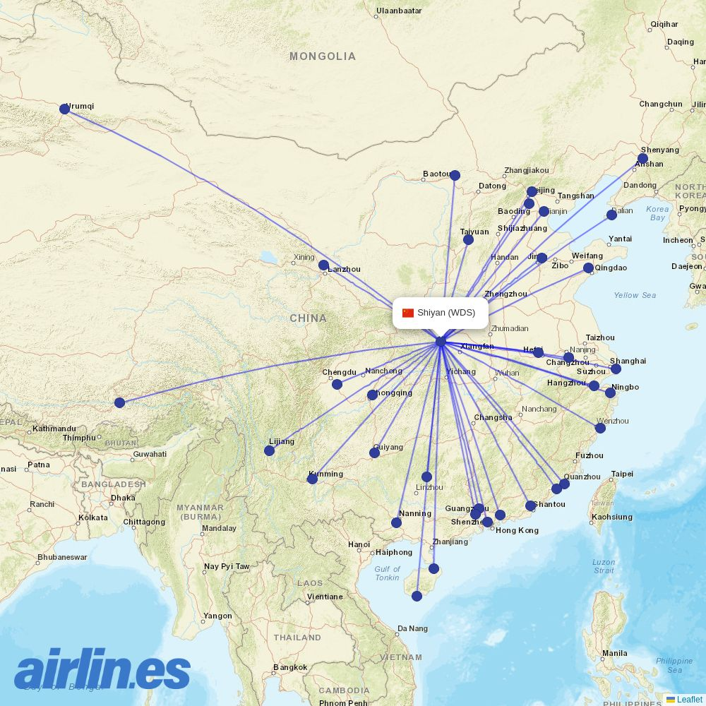 Donghai Airlines at WDS route map