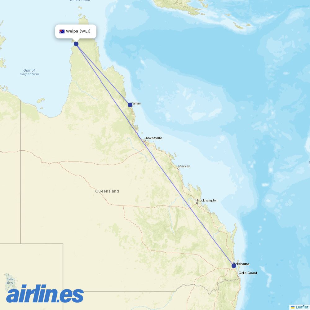 Alliance Airlines at WEI route map
