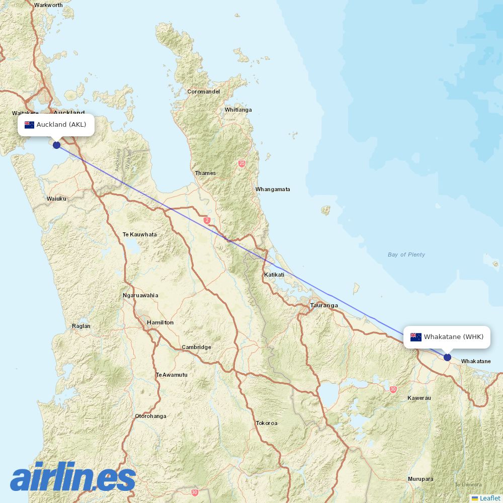 Air Chathams at WHK route map