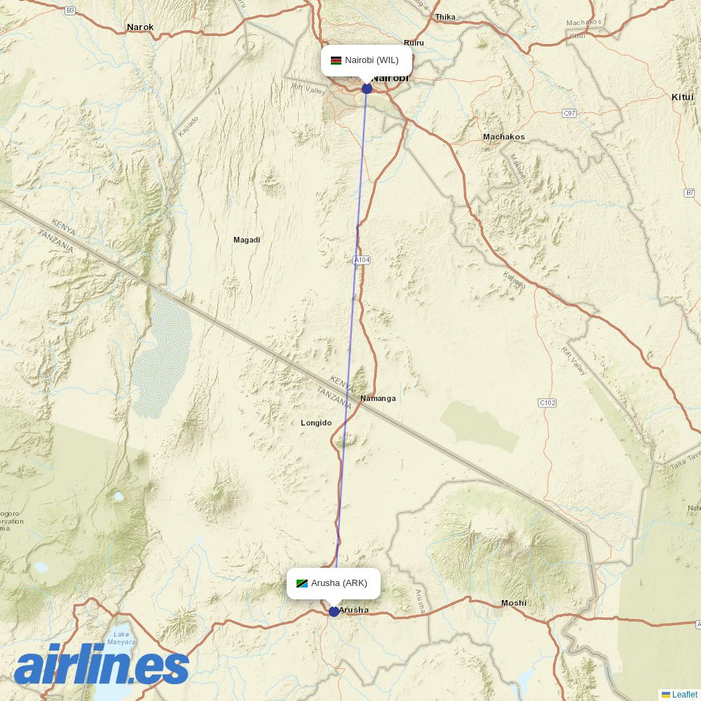 Regional Air at WIL route map