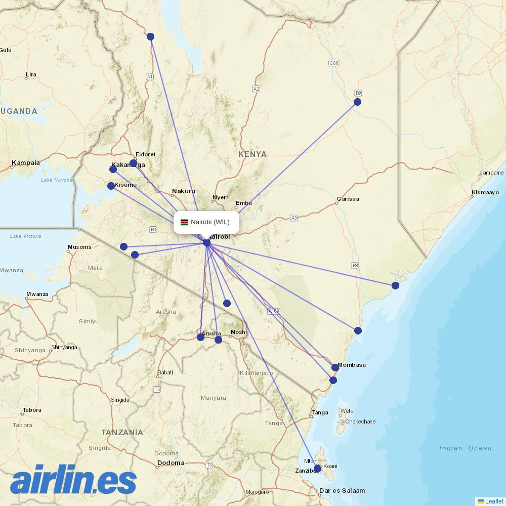  from Nairobi Wilson destination map