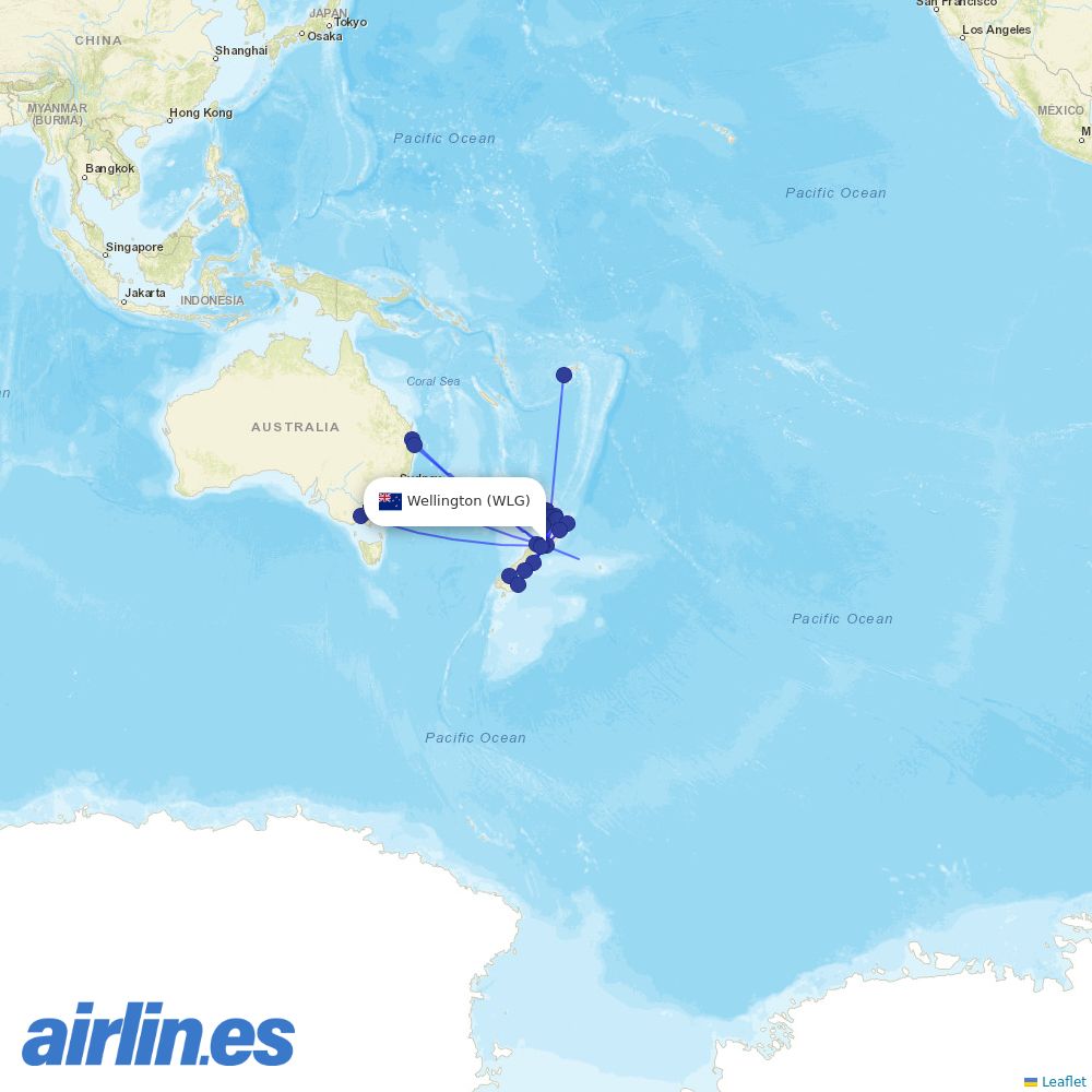 Sounds Air at WLG route map