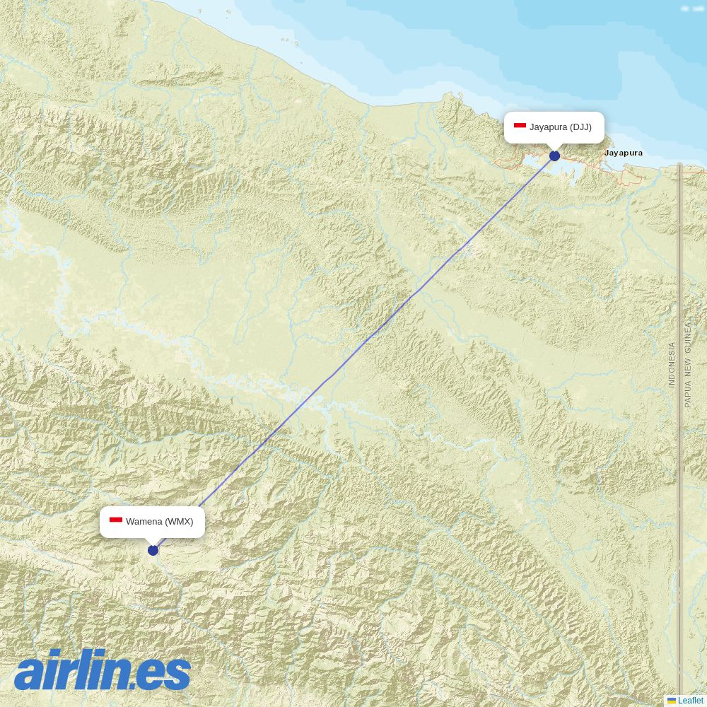 Wings Air from Wamena destination map