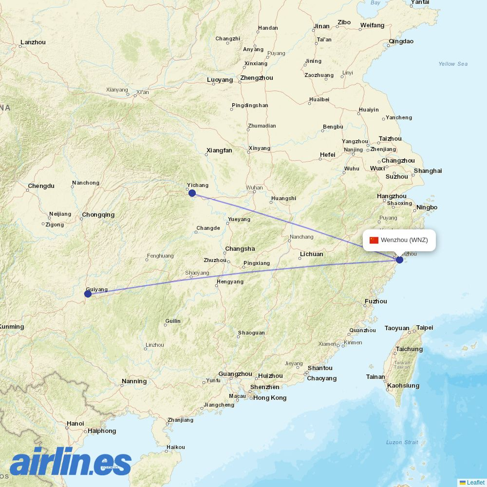 Air Changan from Wenzhou Yongqiang Airport destination map