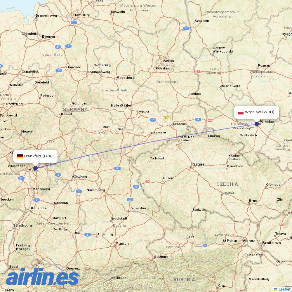 Air Dolomiti from Copernicus Airport Wrocław destination map